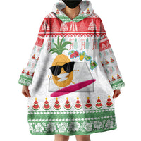 Hawaiian Mele Kalikimaka Wearable Blanket Hoodie Funny Pineapple Surfing with Map Christmas Stripe Elements LT03 - Polynesian Pride