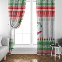 Hawaiian Mele Kalikimaka Window Curtain Funny Pineapple Surfing with Map Christmas Stripe Elements LT03 - Polynesian Pride