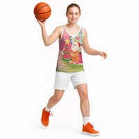 Hawaiian Watermelon Mele Kalikimaka Basketball Jersey Tropical Tribal Pattern with Funny Santa Claus LT03 - Polynesian Pride