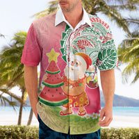 Hawaiian Watermelon Mele Kalikimaka Hawaiian Shirt Tropical Tribal Pattern with Funny Santa Claus LT03 - Polynesian Pride