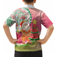 Hawaiian Watermelon Mele Kalikimaka Kid Hawaiian Shirt Tropical Tribal Pattern with Funny Santa Claus LT03 - Polynesian Pride
