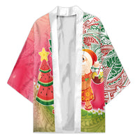 Hawaiian Watermelon Mele Kalikimaka Kimono Tropical Tribal Pattern with Funny Santa Claus LT03 Unisex Multicolor - Polynesian Pride
