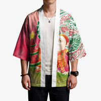 Hawaiian Watermelon Mele Kalikimaka Kimono Tropical Tribal Pattern with Funny Santa Claus LT03 - Polynesian Pride