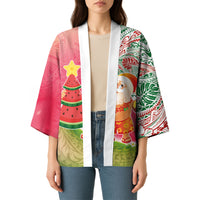 Hawaiian Watermelon Mele Kalikimaka Kimono Tropical Tribal Pattern with Funny Santa Claus LT03 - Polynesian Pride
