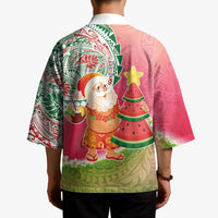 Hawaiian Watermelon Mele Kalikimaka Kimono Tropical Tribal Pattern with Funny Santa Claus LT03 - Polynesian Pride