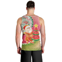 Hawaiian Watermelon Mele Kalikimaka Men Tank Top Tropical Tribal Pattern with Funny Santa Claus LT03 - Polynesian Pride