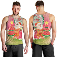 Hawaiian Watermelon Mele Kalikimaka Men Tank Top Tropical Tribal Pattern with Funny Santa Claus LT03 - Polynesian Pride