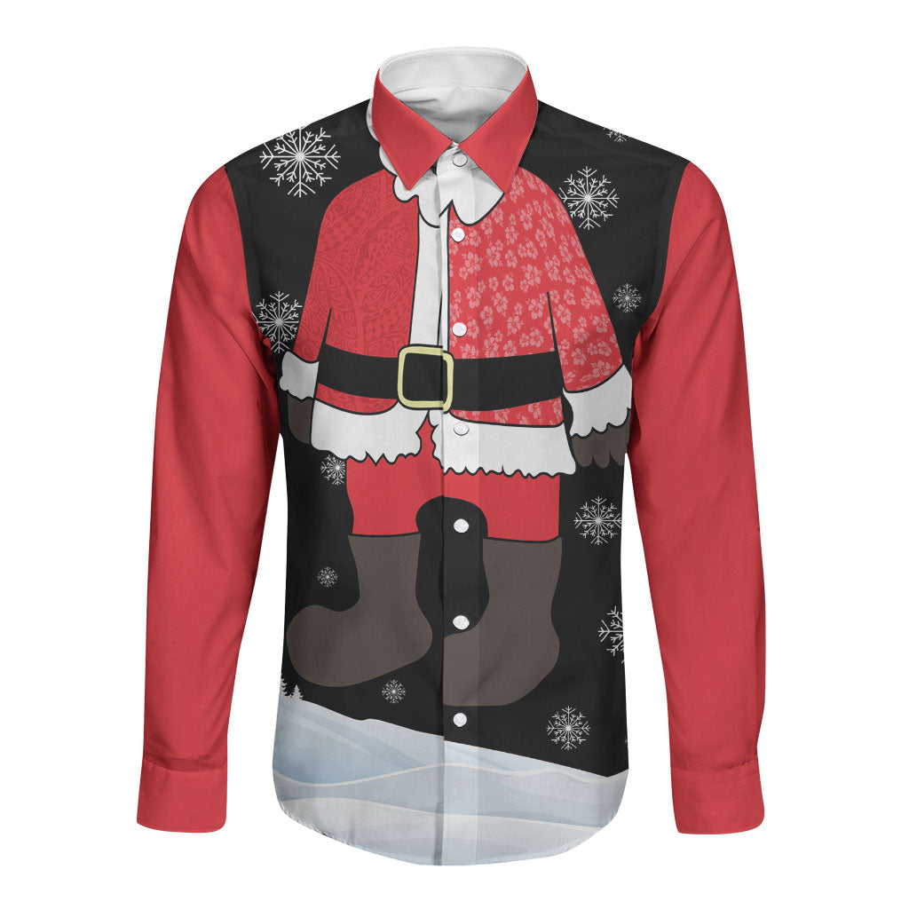 Polynesian Santa Claus Costume Funny Long Sleeve Button Shirt LT03 Unisex Multicolor - Polynesian Pride