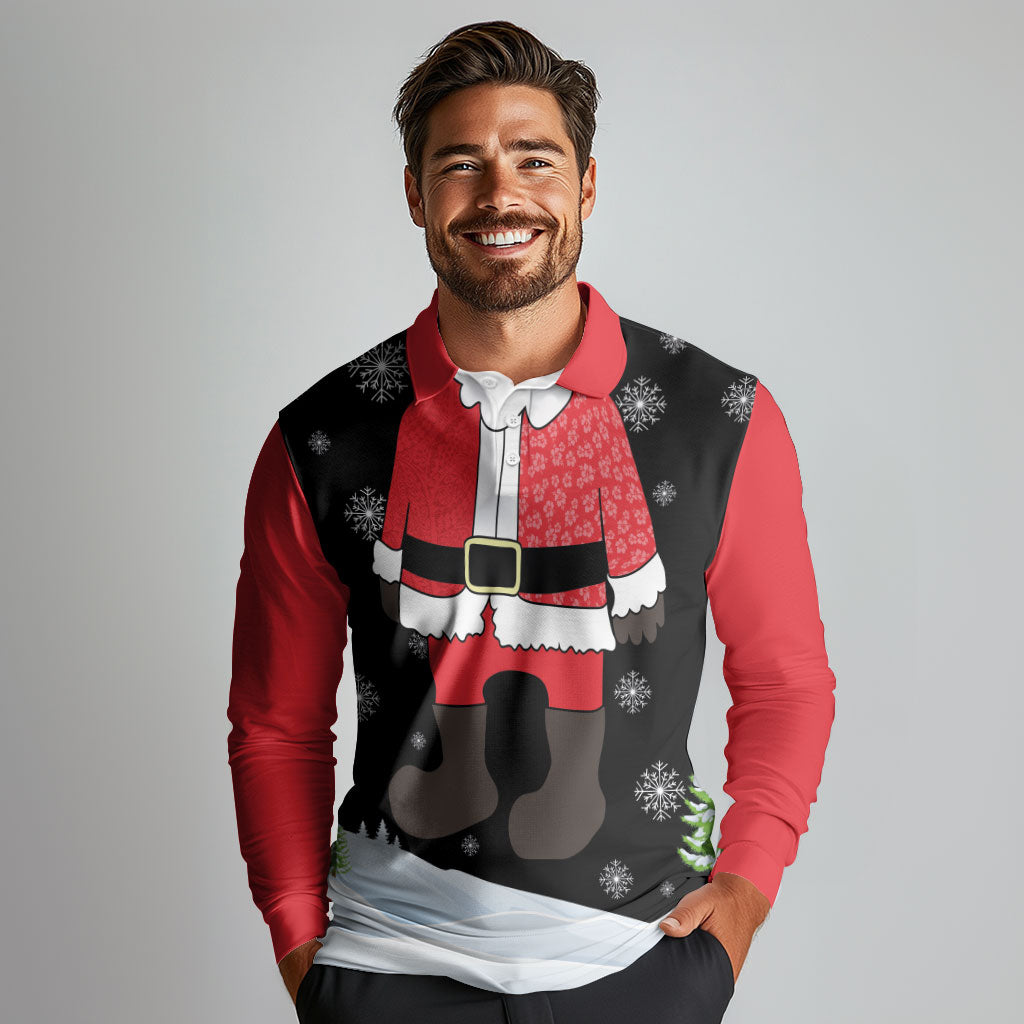 Polynesian Santa Claus Costume Funny Long Sleeve Polo Shirt LT03 - Polynesian Pride