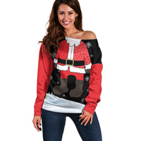 Polynesian Santa Claus Costume Funny Off Shoulder Sweater LT03 Women Multicolor - Polynesian Pride