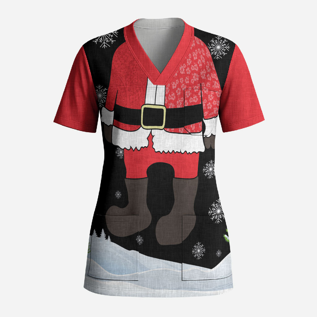 Polynesian Santa Claus Costume Funny Scrub Top LT03 Adult Multicolor - Polynesian Pride