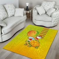 Hawaiian Mango Mele Kalikimaka Area Rug Santa Claus Surfing with Turtle Mango Christmas LT03 - Polynesian Pride