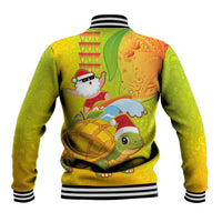 Hawaiian Mango Mele Kalikimaka Baseball Jacket Santa Claus Surfing with Turtle Mango Christmas LT03 - Polynesian Pride