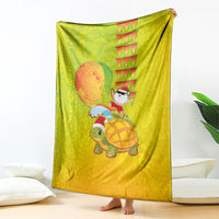 Hawaiian Mango Mele Kalikimaka Blanket Santa Claus Surfing with Turtle Mango Christmas LT03 - Polynesian Pride