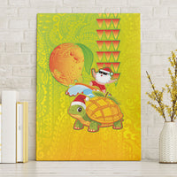 Hawaiian Mango Mele Kalikimaka Canvas Wall Art Santa Claus Surfing with Turtle Mango Christmas LT03 Without Frame Multicolor - Polynesian Pride