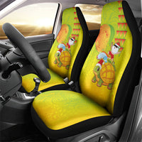 Hawaiian Mango Mele Kalikimaka Car Seat Cover Santa Claus Surfing with Turtle Mango Christmas LT03 - Polynesian Pride