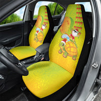 Hawaiian Mango Mele Kalikimaka Car Seat Cover Santa Claus Surfing with Turtle Mango Christmas LT03 - Polynesian Pride