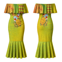 Hawaiian Mango Mele Kalikimaka Family Matching Mermaid Dress and Hawaiian Shirt Santa Claus Surfing with Turtle Mango Christmas LT03 Mom's Dress Multicolor - Polynesian Pride