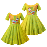 Hawaiian Mango Mele Kalikimaka Family Matching Tank Maxi Dress and Hawaiian Shirt Santa Claus Surfing with Turtle Mango Christmas LT03 Daughter's Dress Multicolor - Polynesian Pride