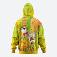 Hawaiian Mango Mele Kalikimaka Hoodie Santa Claus Surfing with Turtle Mango Christmas LT03 - Polynesian Pride
