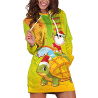 Hawaiian Mango Mele Kalikimaka Hoodie Dress Santa Claus Surfing with Turtle Mango Christmas LT03 Multicolor - Polynesian Pride