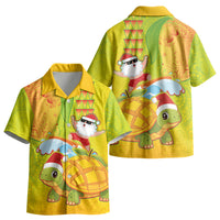 Hawaiian Mango Mele Kalikimaka Kid Hawaiian Shirt Santa Claus Surfing with Turtle Mango Christmas LT03 - Polynesian Pride