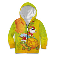 Hawaiian Mango Mele Kalikimaka Kid Hoodie Santa Claus Surfing with Turtle Mango Christmas LT03 Zip Hoodie Multicolor - Polynesian Pride