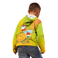 Hawaiian Mango Mele Kalikimaka Kid Hoodie Santa Claus Surfing with Turtle Mango Christmas LT03 - Polynesian Pride