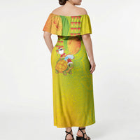 Hawaiian Mango Mele Kalikimaka Off Shoulder Maxi Dress Santa Claus Surfing with Turtle Mango Christmas LT03 - Polynesian Pride