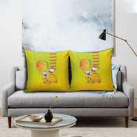 Hawaiian Mango Mele Kalikimaka Pillow Cover Santa Claus Surfing with Turtle Mango Christmas