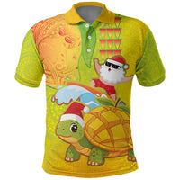 Hawaiian Mango Mele Kalikimaka Polo Shirt Santa Claus Surfing with Turtle Mango Christmas LT03 Multicolor - Polynesian Pride