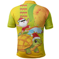 Hawaiian Mango Mele Kalikimaka Polo Shirt Santa Claus Surfing with Turtle Mango Christmas LT03 - Polynesian Pride