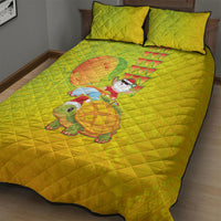 Hawaiian Mango Mele Kalikimaka Quilt Bed Set Santa Claus Surfing with Turtle Mango Christmas LT03 - Polynesian Pride