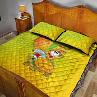Hawaiian Mango Mele Kalikimaka Quilt Bed Set Santa Claus Surfing with Turtle Mango Christmas LT03 - Polynesian Pride