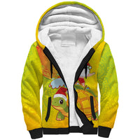 Hawaiian Mango Mele Kalikimaka Sherpa Hoodie Santa Claus Surfing with Turtle Mango Christmas LT03 Unisex Multicolor - Polynesian Pride