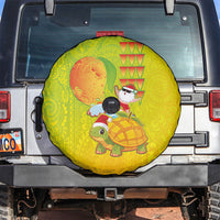 Hawaiian Mango Mele Kalikimaka Spare Tire Cover Santa Claus Surfing with Turtle Mango Christmas LT03 Multicolor - Polynesian Pride