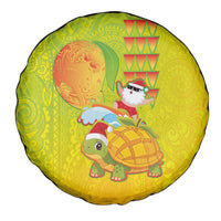 Hawaiian Mango Mele Kalikimaka Spare Tire Cover Santa Claus Surfing with Turtle Mango Christmas LT03 - Polynesian Pride