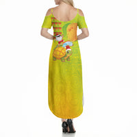 Hawaiian Mango Mele Kalikimaka Summer Maxi Dress Santa Claus Surfing with Turtle Mango Christmas LT03 - Polynesian Pride