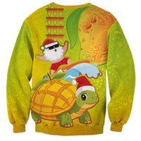 Hawaiian Mango Mele Kalikimaka Sweatshirt Santa Claus Surfing with Turtle Mango Christmas LT03 - Polynesian Pride