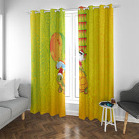 Hawaiian Mango Mele Kalikimaka Window Curtain Santa Claus Surfing with Turtle Mango Christmas LT03 With Grommets Multicolor - Polynesian Pride