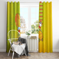 Hawaiian Mango Mele Kalikimaka Window Curtain Santa Claus Surfing with Turtle Mango Christmas LT03 - Polynesian Pride