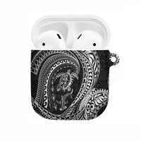 Hawaiian Turtle and Shark AirPods Case Kakau Tribal with Polynesian Pattern Black Color LT03 Black - Polynesian Pride