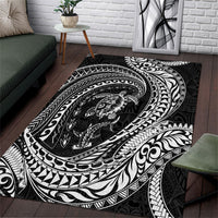 Hawaiian Turtle and Shark Area Rug Kakau Tribal with Polynesian Pattern Black Color LT03 Black - Polynesian Pride