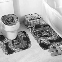 Hawaiian Turtle and Shark Bathroom Set Kakau Tribal with Polynesian Pattern Black Color LT03 Mat Set Only (3 pcs) One Size Black - Polynesian Pride