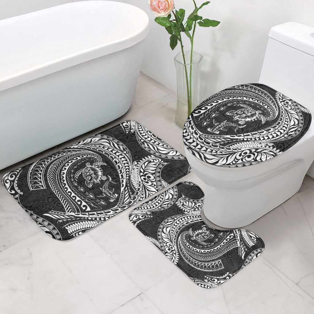Hawaiian Turtle and Shark Bathroom Set Kakau Tribal with Polynesian Pattern Black Color LT03 - Polynesian Pride