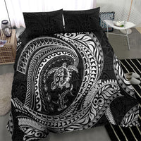 Hawaiian Turtle and Shark Bedding Set Kakau Tribal with Polynesian Pattern Black Color LT03 - Polynesian Pride