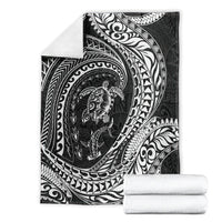 Hawaiian Turtle and Shark Blanket Kakau Tribal with Polynesian Pattern Black Color LT03 - Polynesian Pride