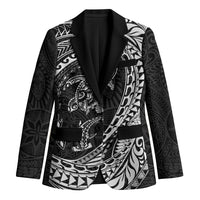 Hawaiian Turtle and Shark Blazer Kakau Tribal with Polynesian Pattern Black Color LT03 Unisex Black - Polynesian Pride
