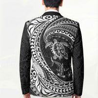 Hawaiian Turtle and Shark Blazer Kakau Tribal with Polynesian Pattern Black Color LT03 - Polynesian Pride