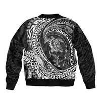 Hawaiian Turtle and Shark Bomber Jacket Kakau Tribal with Polynesian Pattern Black Color LT03 - Polynesian Pride